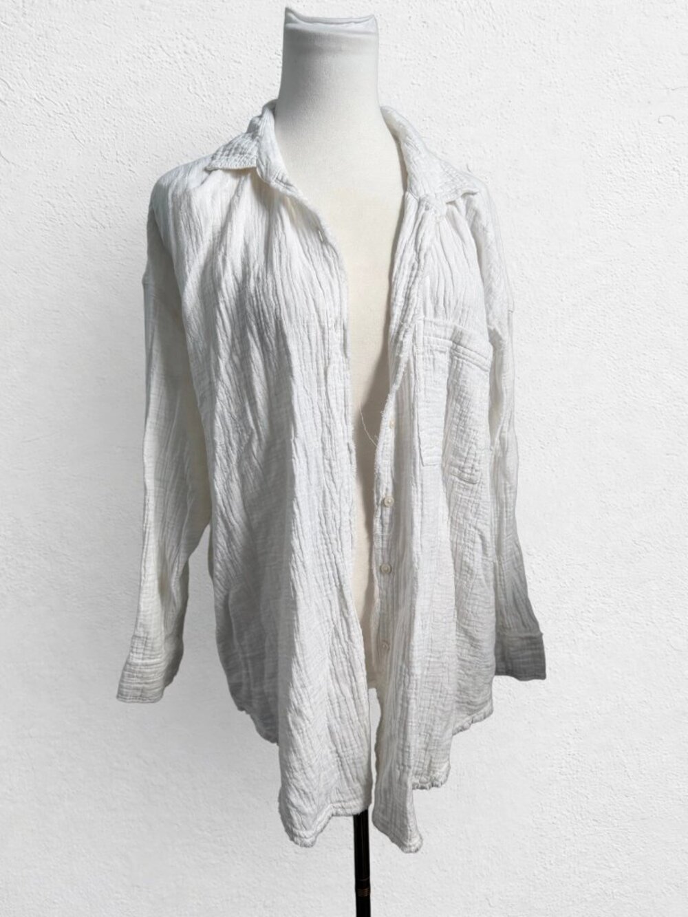 Aerie White Gauze Button-Up Shirt